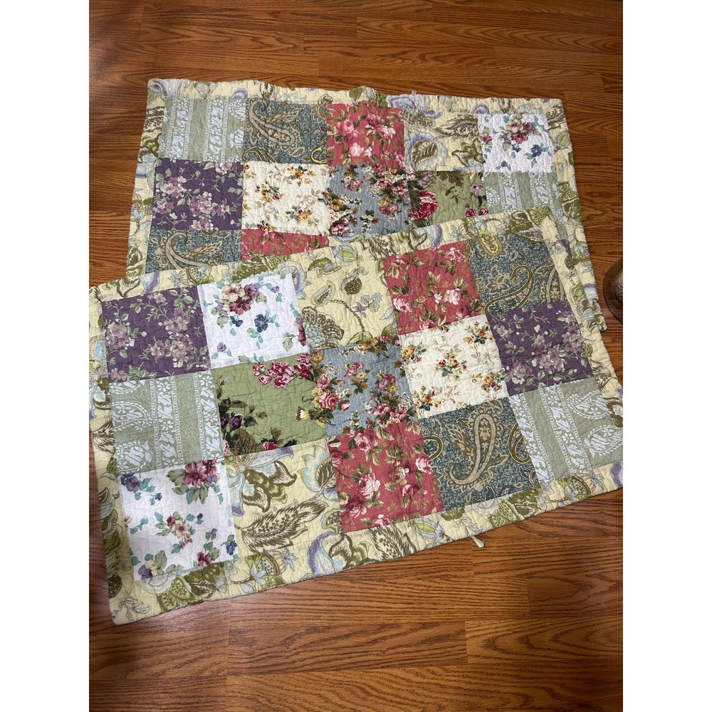 Greenland Home Fashions Patchwork Quilted King Pillow Shams Set of 2 Floral Tie